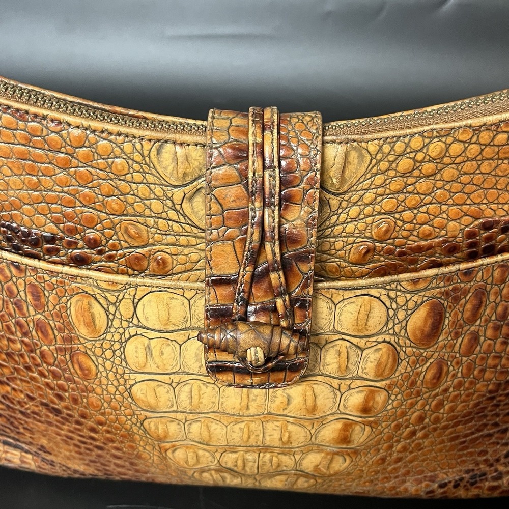 Brahmin Isabelle Metallic Toasted Almond Embossed Croc Leather Bag (B420) - Picture 6 of 16